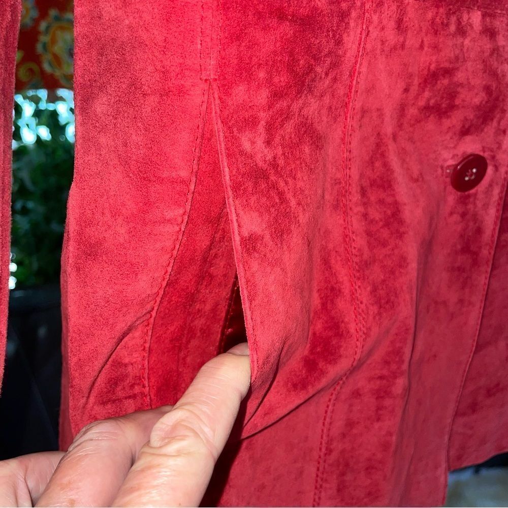 Pursuits Ltd Red Leather Button Down Jacket Blazer - image 4